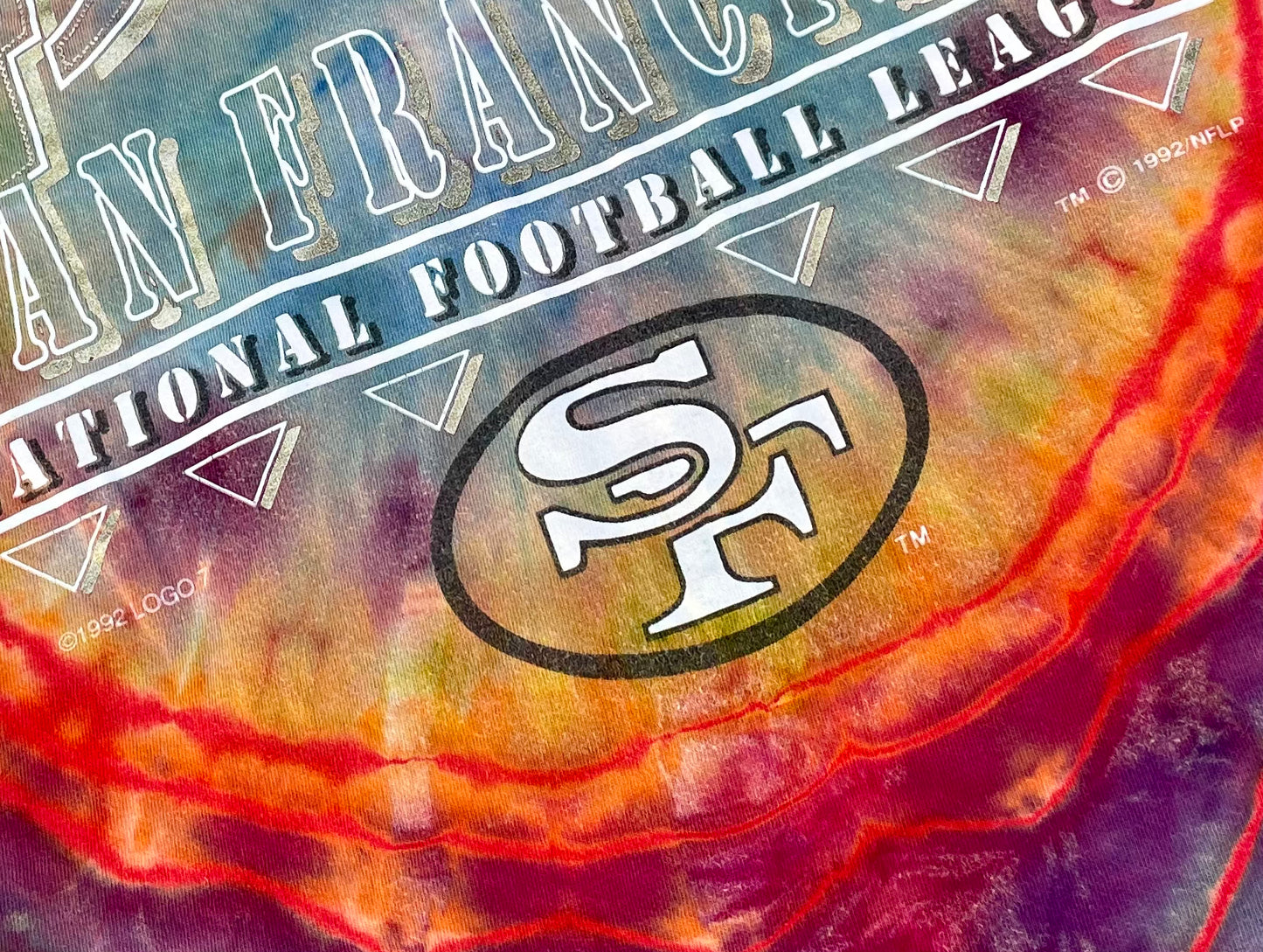 Vintage 49ers Rainbow Tie Dye/Reverse Tee (Small)