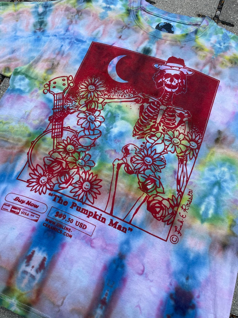 Jewel-Tone Tie Dye Online Ceramics "The Pumpkin Man" Tee (Large)