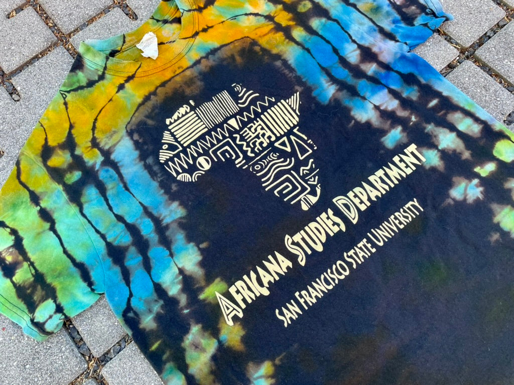 Tie Dye Blue/Green/Orange San Francisco State African Studies Department Tee (Medium)