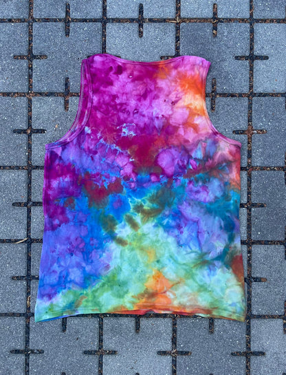 Rainbow Tie Dye Love Has Won Seed of Life Tank Top (Large)