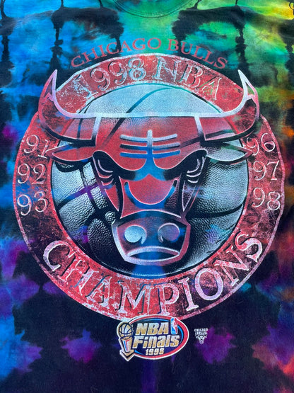 Vintage Rainbow Tie Dye Chicago Bulls 1998 Bulls Tour Championship Tee (Large)