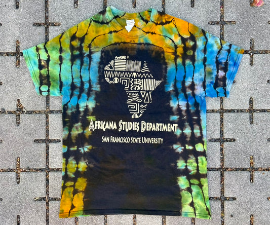 Tie Dye Blue/Green/Orange San Francisco State African Studies Department Tee (Medium)