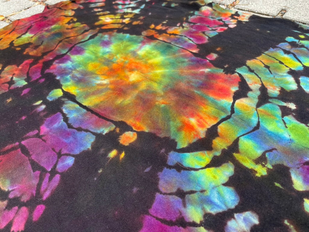 Rainbow Tie Dye "Stop Snitching" Geode Tee (Large)