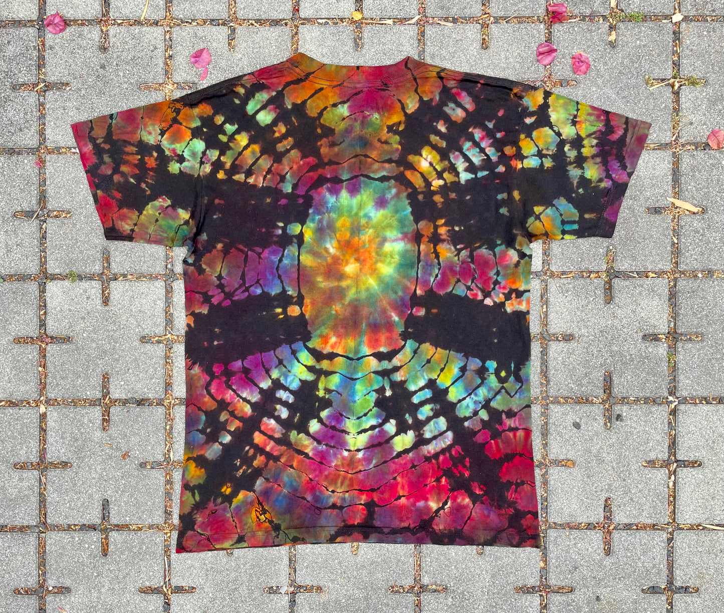 Rainbow Tie Dye "Stop Snitching" Geode Tee (Large)