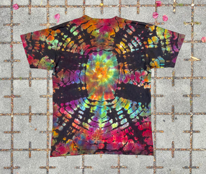 Rainbow Tie Dye "Stop Snitching" Geode Tee (Large)