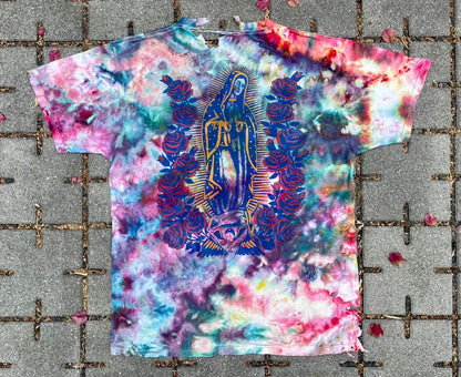 Jewel-Tone Tie Dye Virgin Mary Tee (Large)