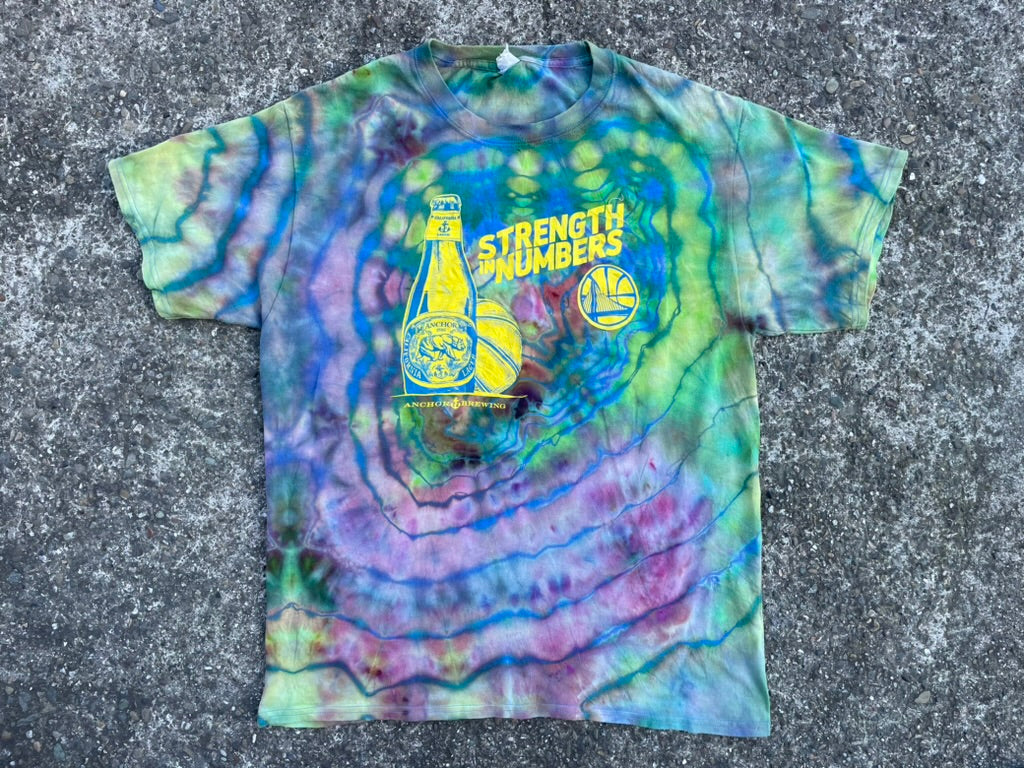 Jewel-Tone Tie Dye Golden State Warriors X Anchor Steam "Strength In Numbers" Tee