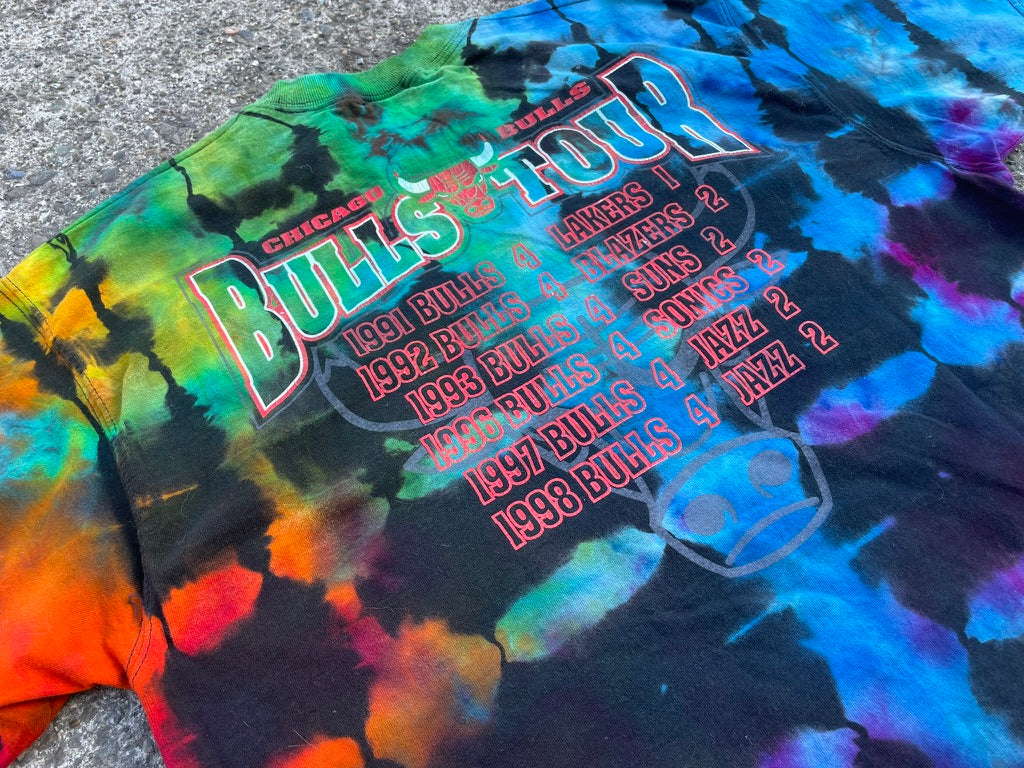 Vintage Rainbow Tie Dye Chicago Bulls 1998 Bulls Tour Championship Tee (Large)
