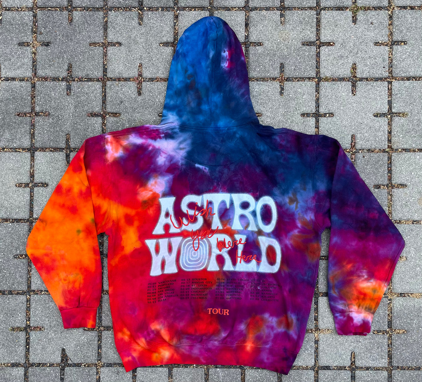 Sunset Tie Dye Astroworld 2018 Tour "Wish You Were Here" Hoodie