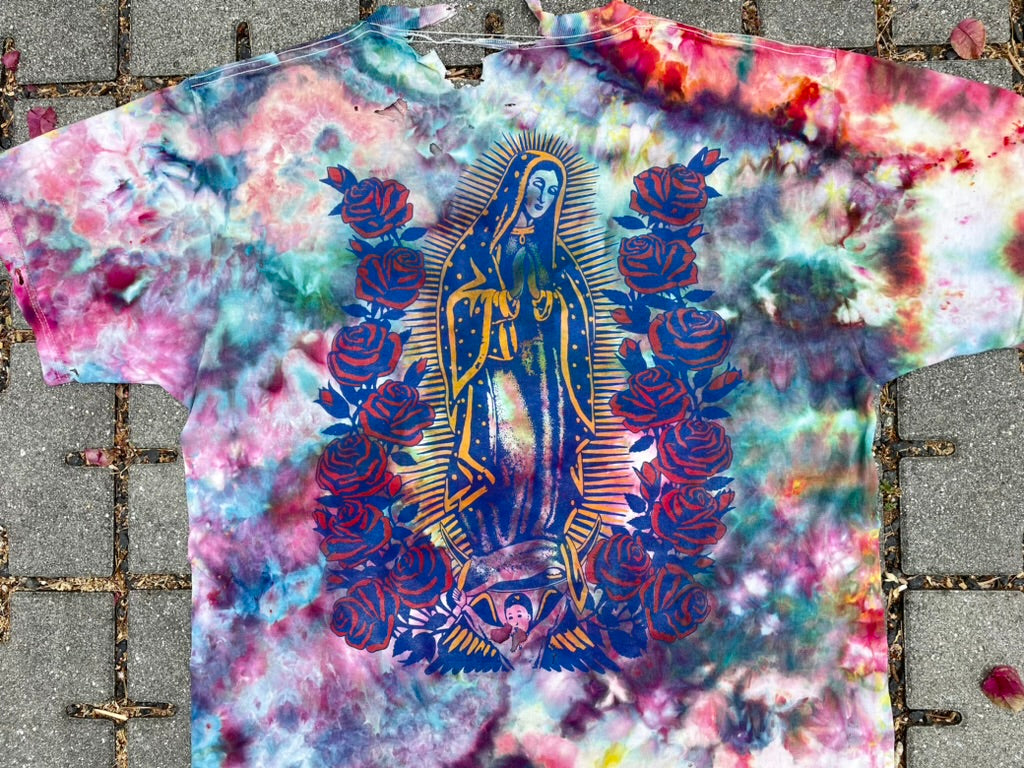 Jewel-Tone Tie Dye Virgin Mary Tee (Large)