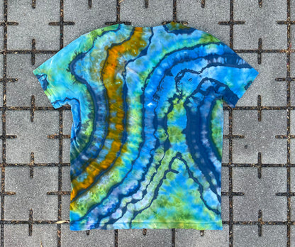 Tie Dye Blue/Green/Orange Geode Pocket Tee (Medium)